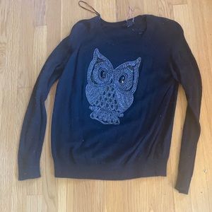 Black Owl Sequin Sweater